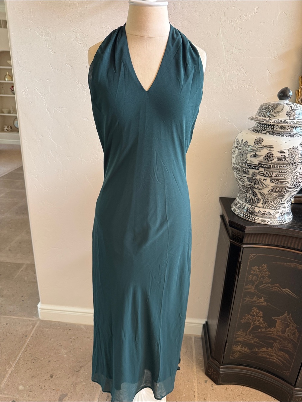 Show Me Your MuMu beautiful hunter green halter dress. Medium NWT